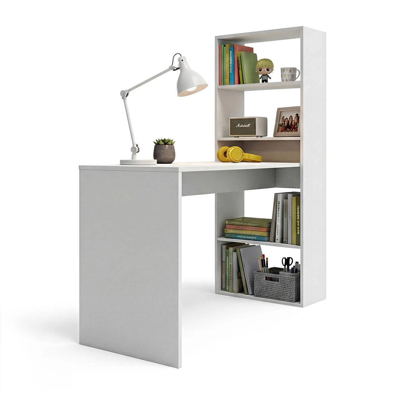 Mesa de escritorio con estantería en blanco artik 120x50 cm Cosmic Blanco Artik (Blanco Mate)