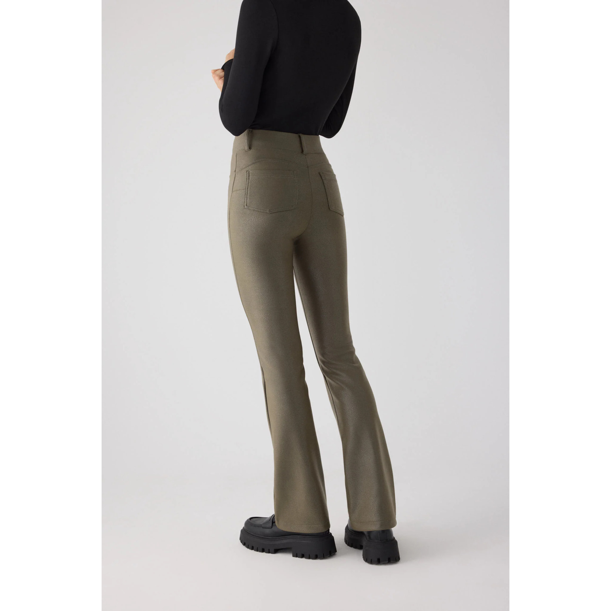 TERMICO Pantaloni effetto pelle a zampa push-up