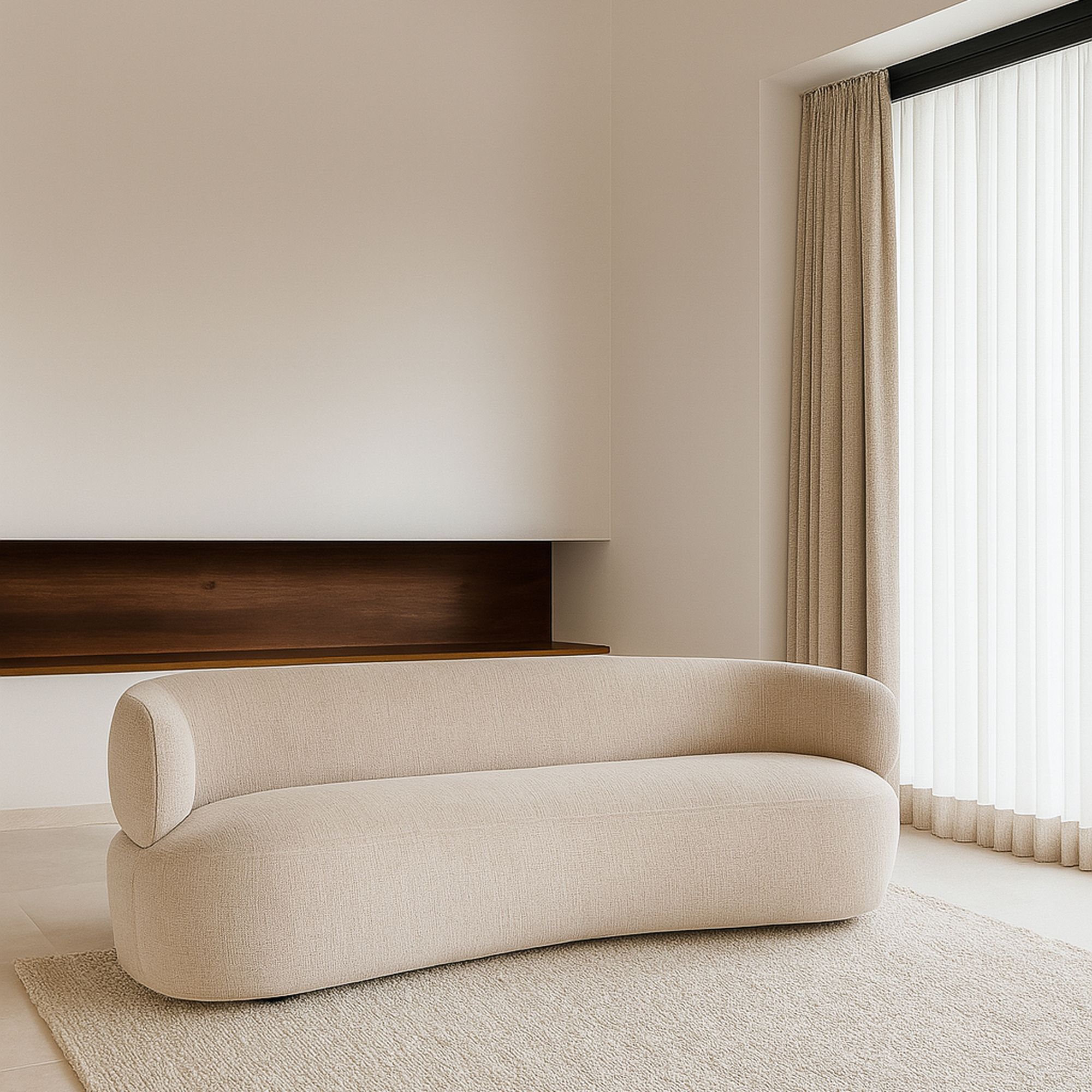 Canapé en velours texturé beige 2 places GLOVE