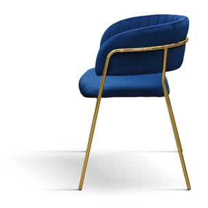 Set di 2 sedie ORCHIES in tessuto effetto velluto blu e struttura in metallo color oro