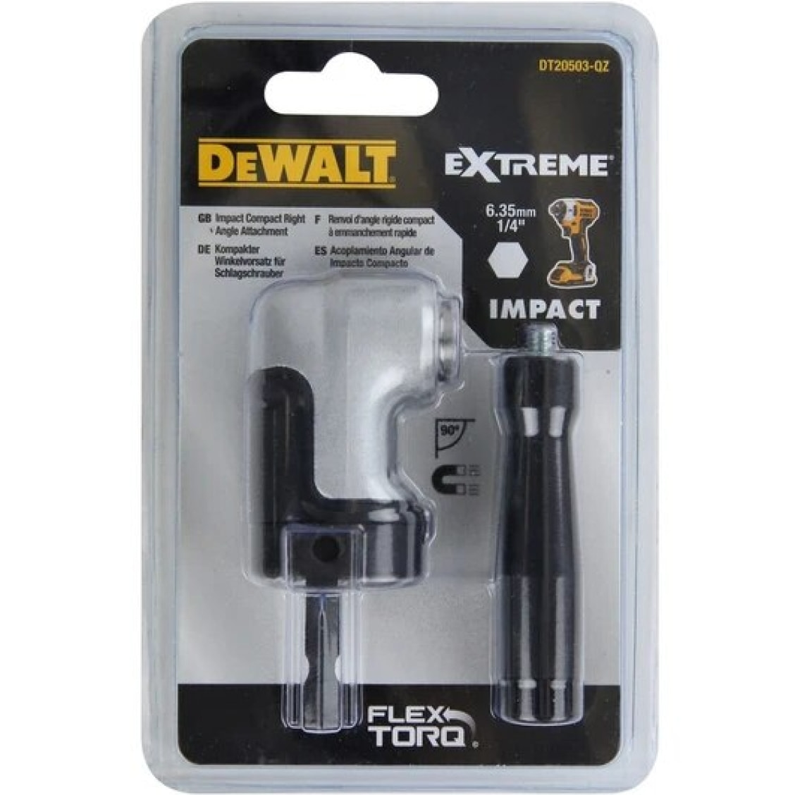 Tête de Renvoi d'angle DEWALT à choc ultra-compacte - L.65 mm - Hexagonal - DT20503-QZ