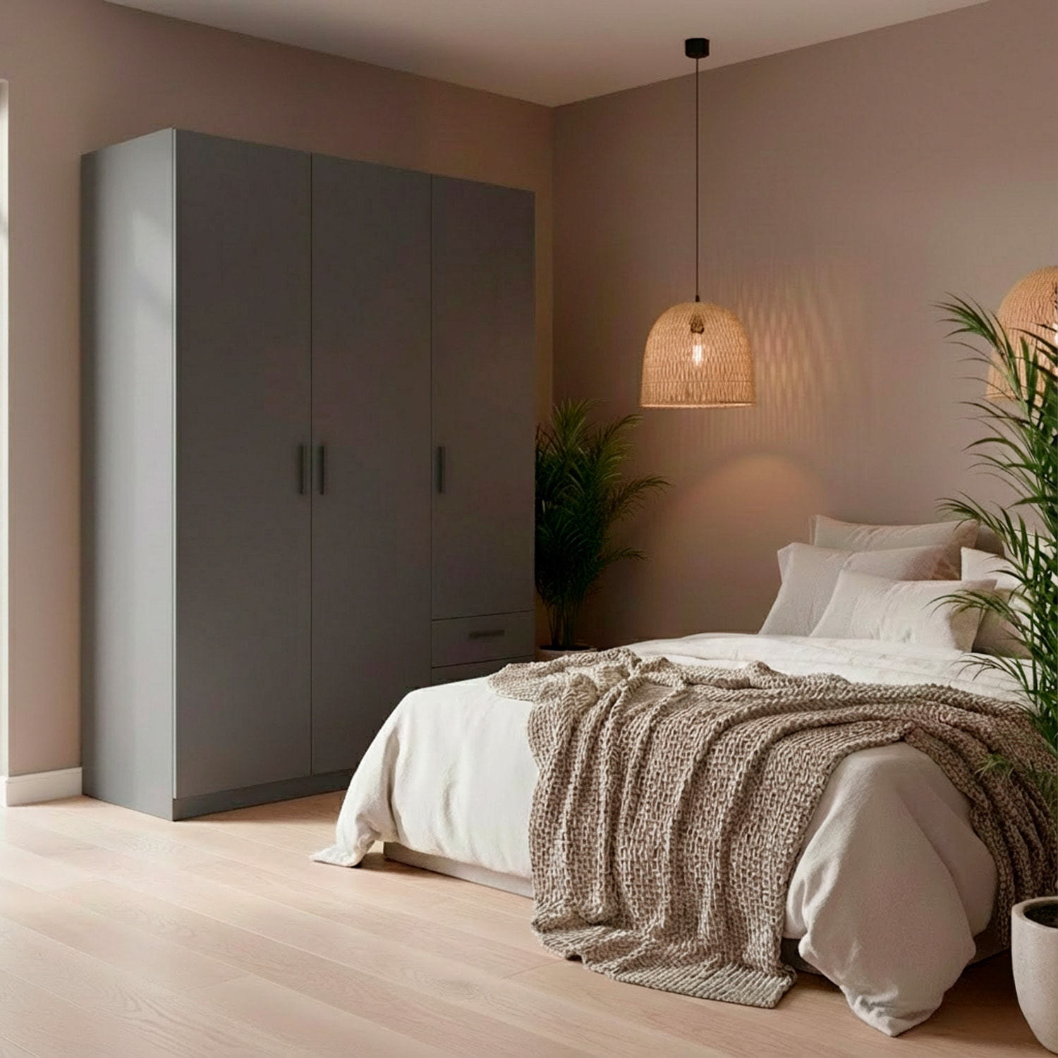 Armadio Con 3 Ante R 3 Cassetti Barra Appendiabiti E 4 Ripiani Di Cui 2 Regolabili Design Moderno Capiente 147 x 49.8 x 200.4 Cm Grigio Scuro