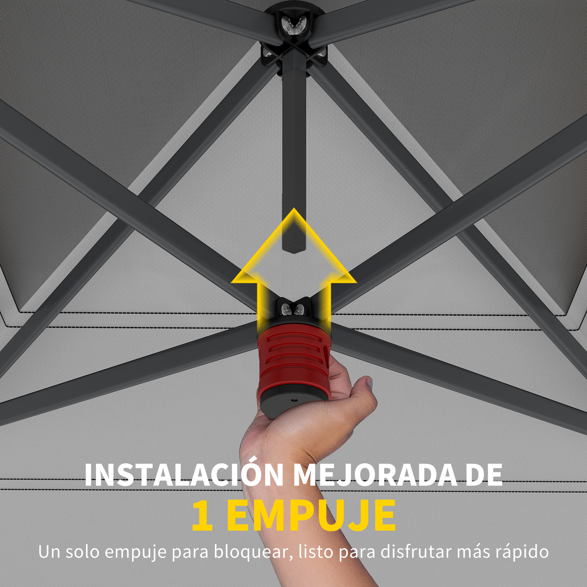 Carpa Plegable Pop-up Gazebo 4x4 m, Cenador Plegable con Bloqueo Central, UPF50+, Altura Ajustable, 4 Bolsas de Arena y Bolsa de Transporte con Ruedas, para Camping, Fiestas, Beige y Café