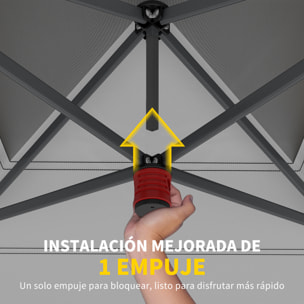 Carpa Plegable Pop-up Gazebo 4x4 m, Cenador Plegable con Bloqueo Central, UPF50+, Altura Ajustable, 4 Bolsas de Arena y Bolsa de Transporte con Ruedas, para Camping, Fiestas, Beige y Café