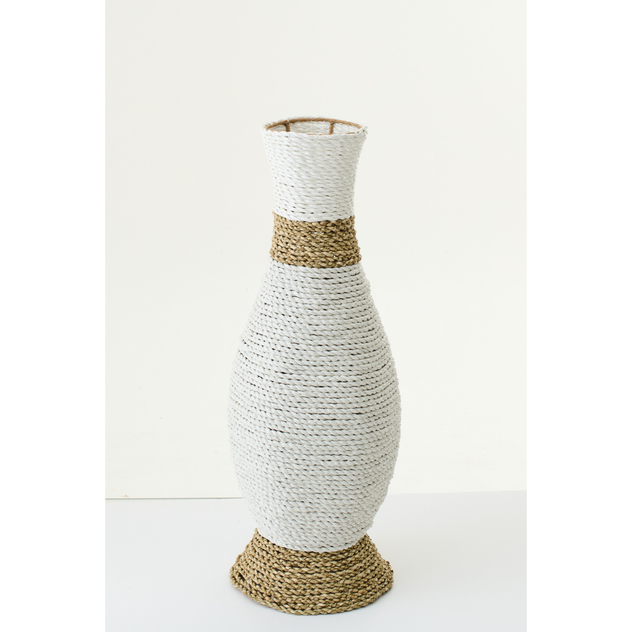 J-Line Vase Raffia - blanc/naturel