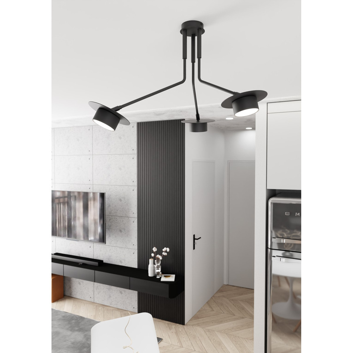 Lampada a sospensione MIZU in acciaio nero opaco