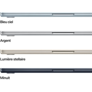 Ordinateur Apple MACBOOK Air 13,6" Puce M4 CPU 10 / GPU 10 cœurs Mémoire RAM 24Go Stockage 512Go SSD Retina Lumière stellaire