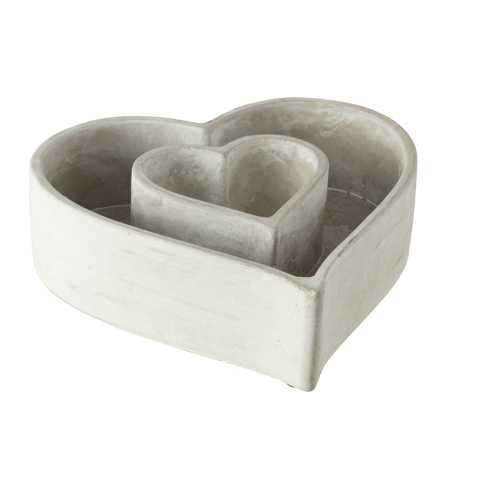J-Line cache-pot Coeur Dans Coeur - ciment - gris - Ø 22 cm