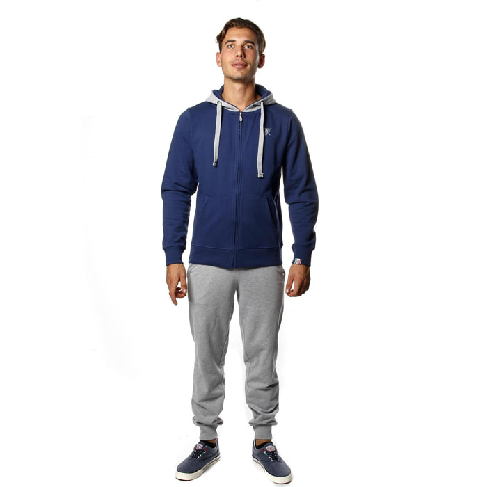 Chándal de invierno cepillado para hombre Leone Basic Vintage con capucha y cremallera