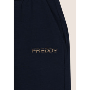 Pantaloni corsaro in jersey con logo perline