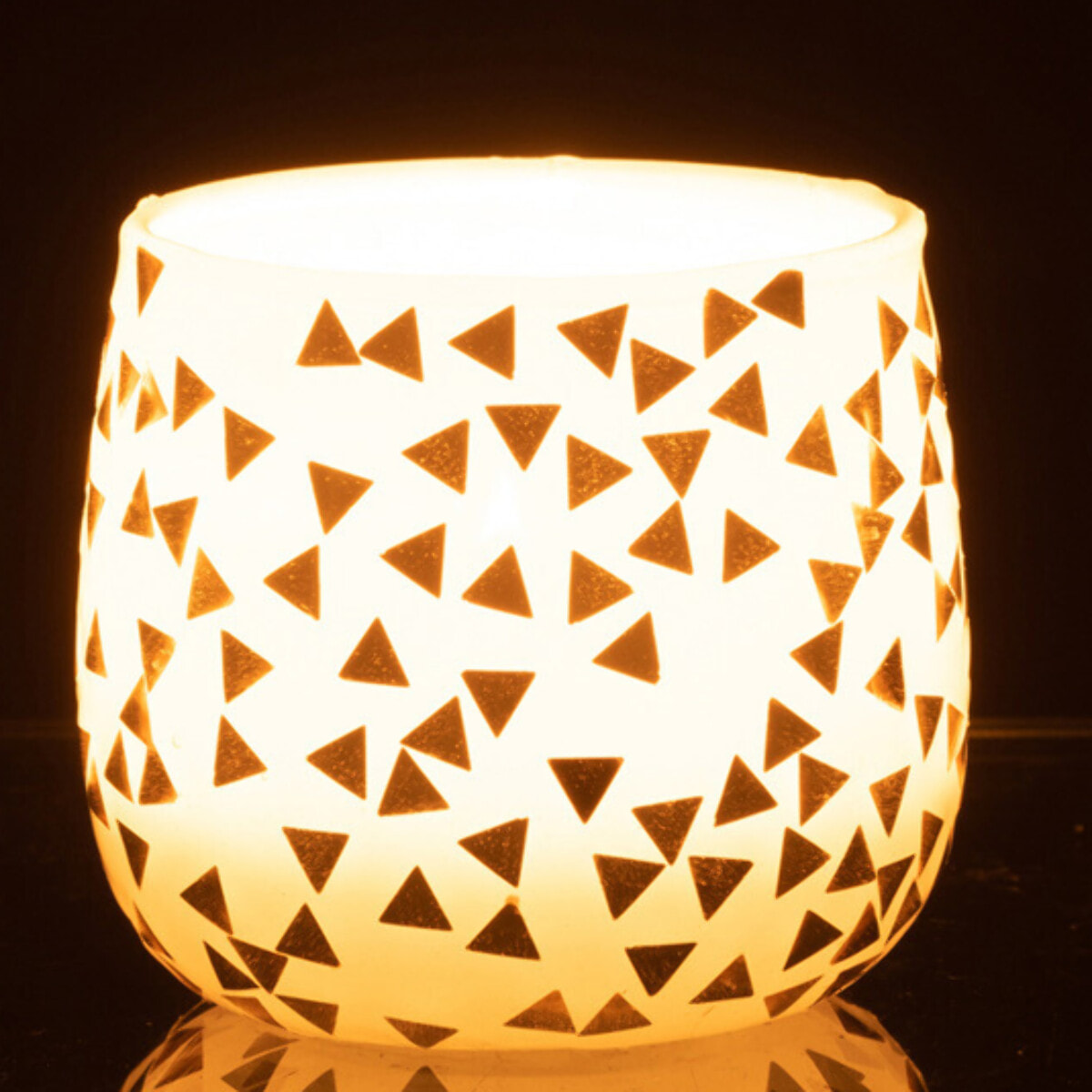 J-Line bougeoir Triangle - verre - blanc/or - small - 4 pcs