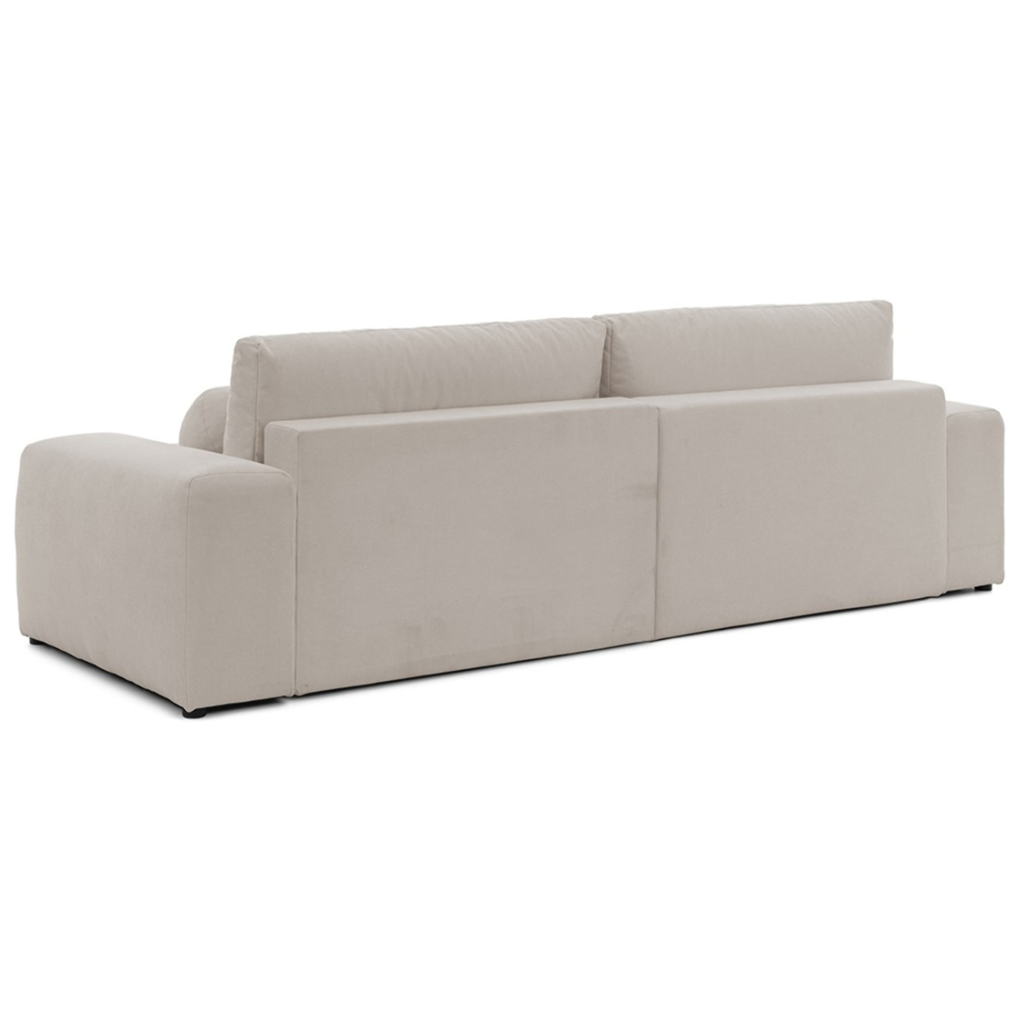 Constance - Canapé d'angle réversible 4 places convertible avec coffre en tissu - Beige