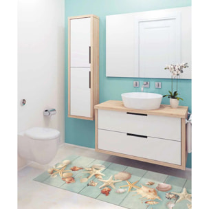 Passatoia lavabile in lavatrice cucina bagno ingresso multiuso, disegno spiaggia stile nautico