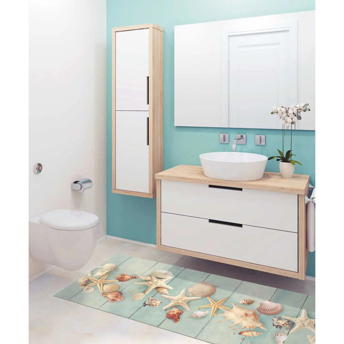 Passatoia lavabile in lavatrice cucina bagno ingresso multiuso, disegno spiaggia stile nautico