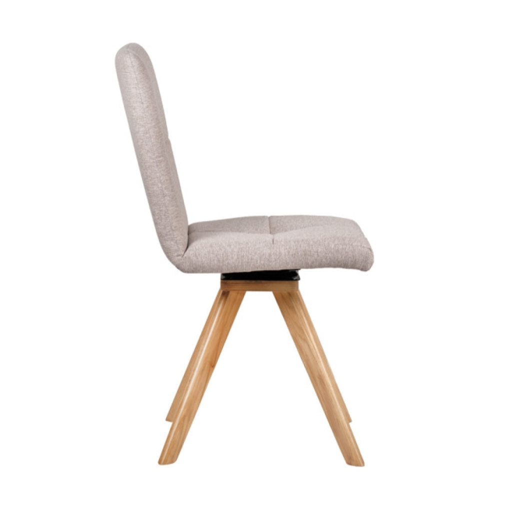 Chaise rotative en tissu & piètement en chêne - 3 coloris - HORTENSE