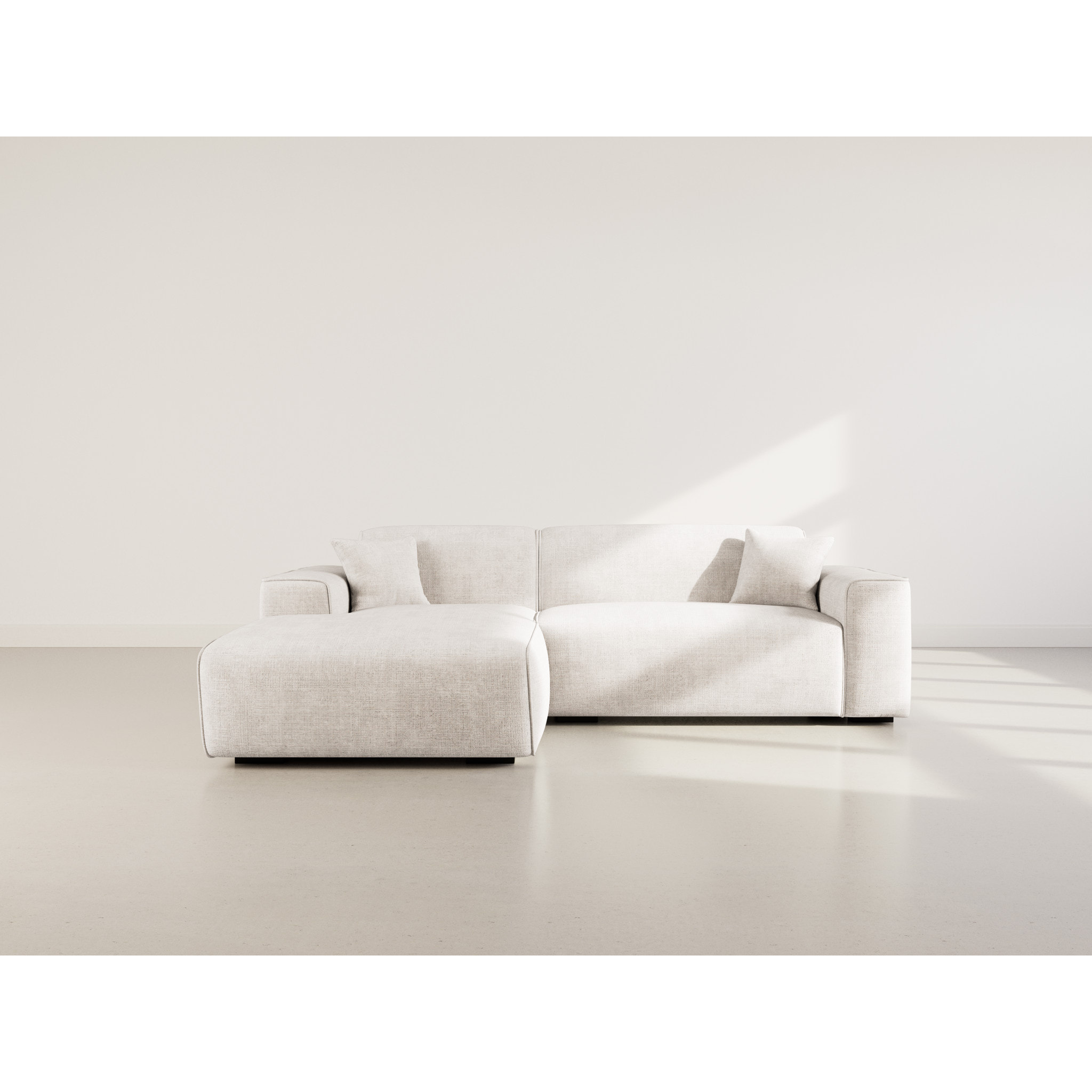 Lison - Canapé d'angle gauche 4 places en velours texturé - Beige