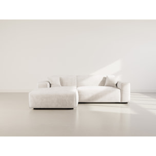 Lison - Canapé d'angle gauche 4 places en velours texturé - Beige