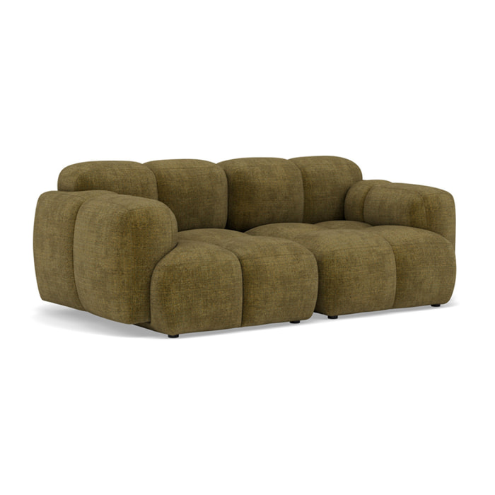 Grace - canapé modulable 2 places en velours texturé - Vert Olive