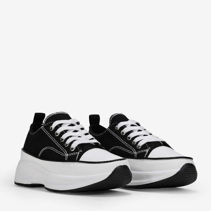Zapatillas de tela negras con plataforma