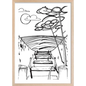 Poster spot landais Affiche + cadre en bois - Chêne