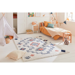 Tipi - tapis chambre d'enfant style berbère à poils longs à motif multicolore