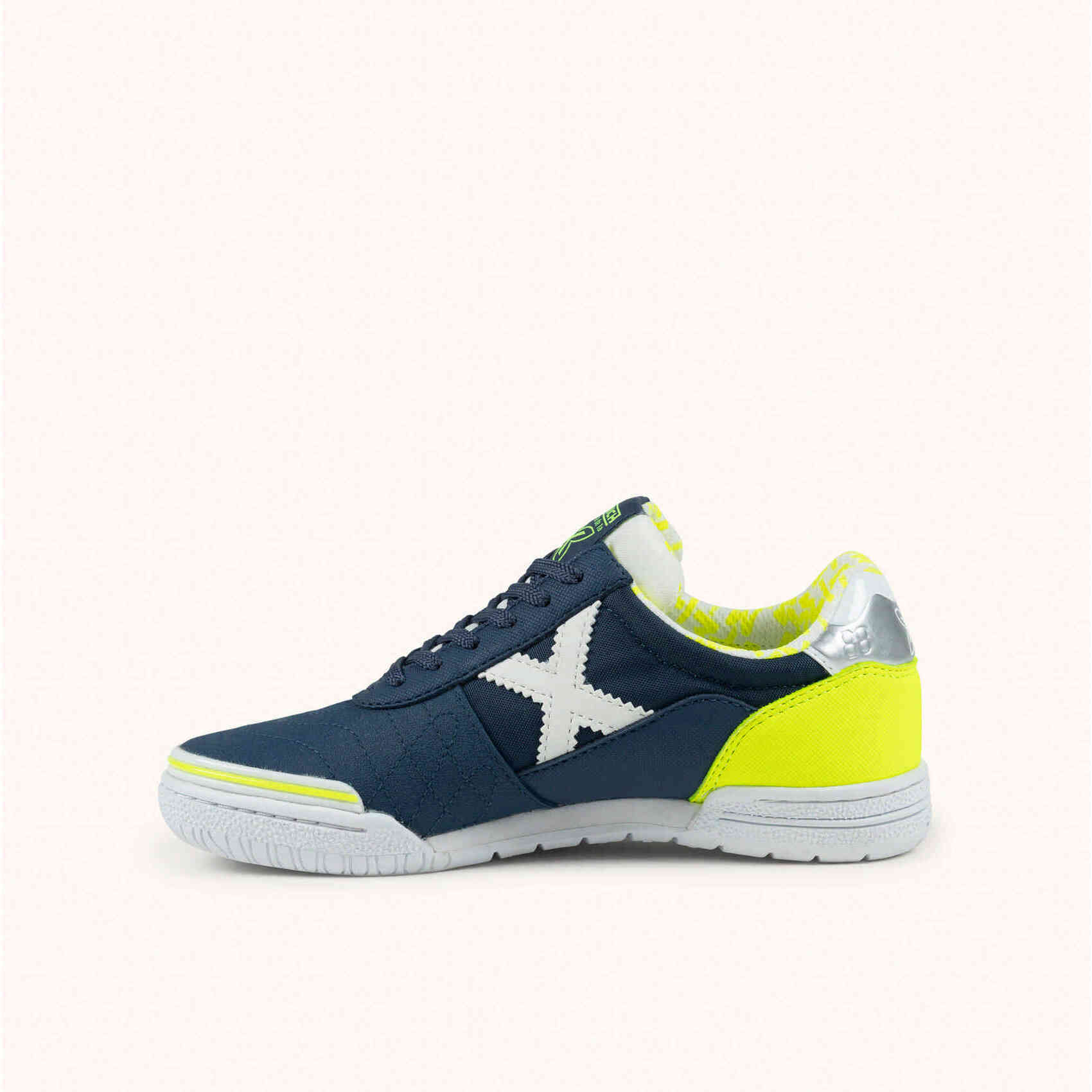 MUNICH G-3 KID 459 Zapatilla de Fútbol Sala Infantil Azul Marino y Amarillo Flúor