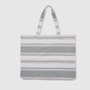Pack bolso + toalla pareo algodón raya sansara verde seco