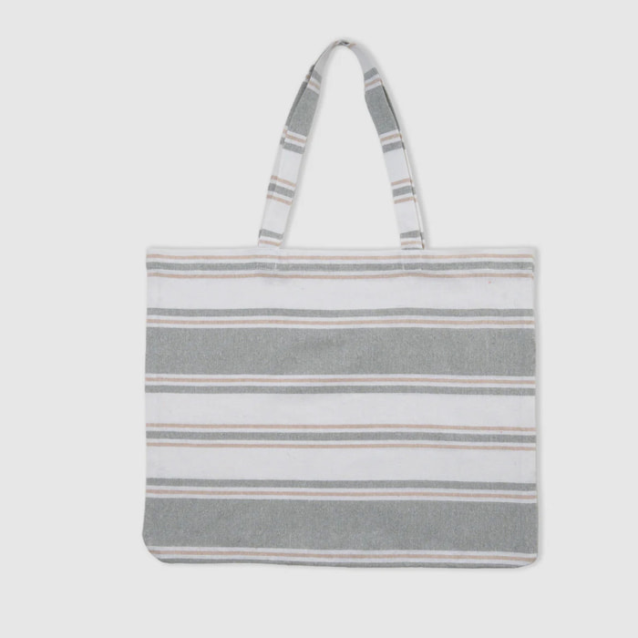Pack bolso + toalla pareo algodón raya sansara verde seco