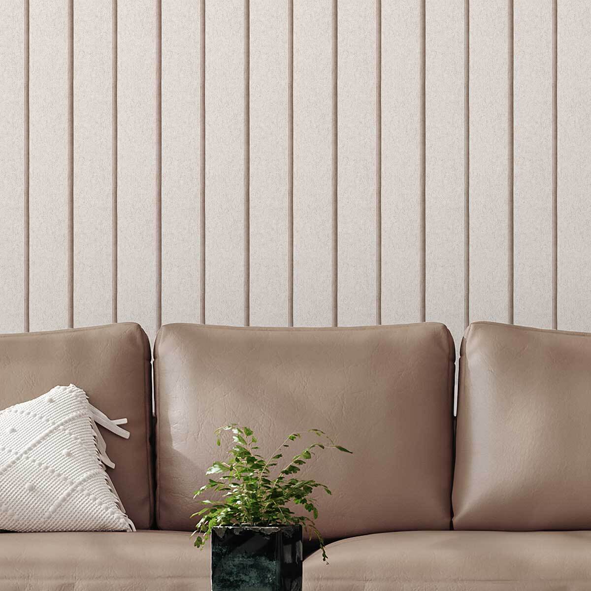 Papier peint texture murale à rainures beige naturel