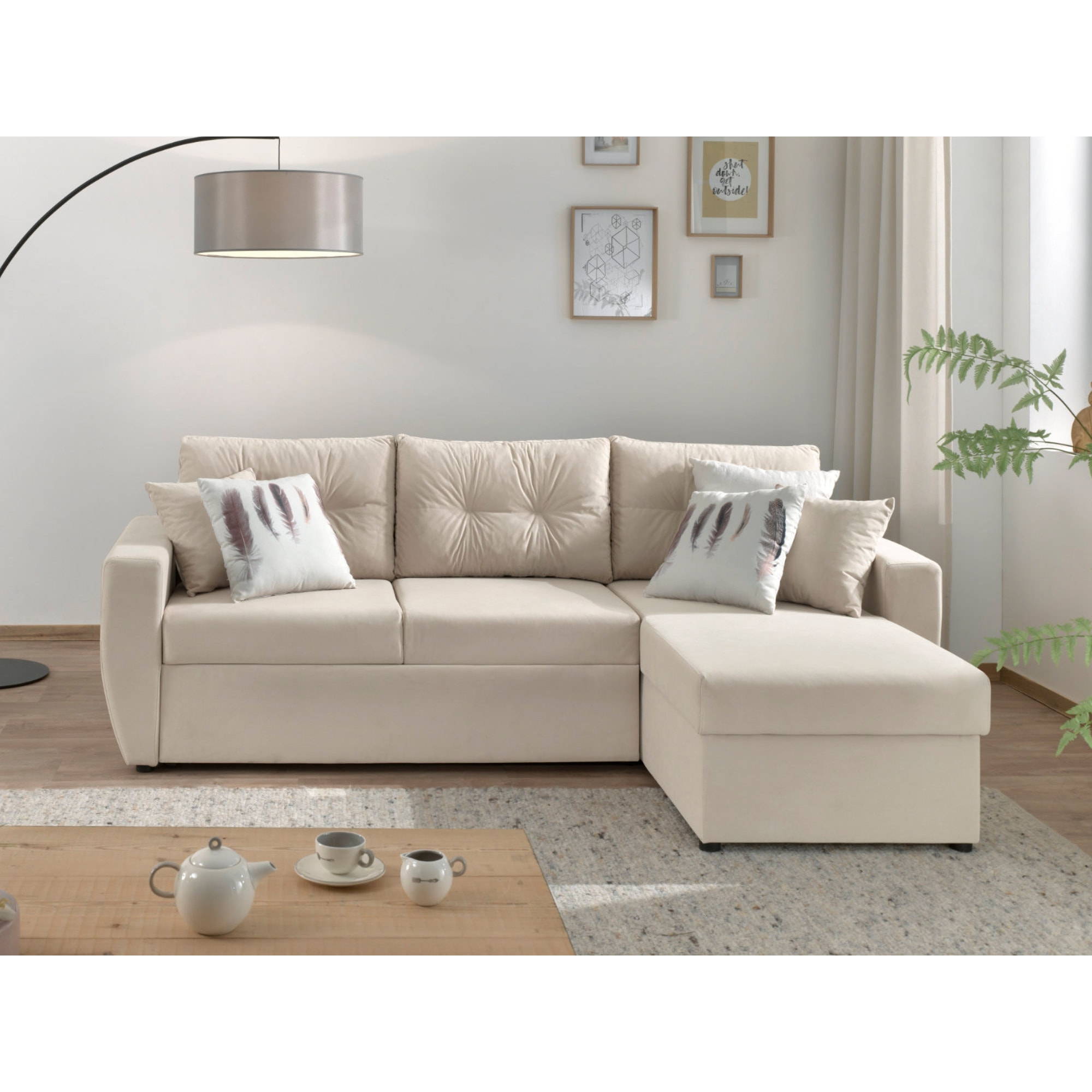 Astoria - canapé d'angle réversible - convertible avec coffre - style contemporain- 4 places - Beige