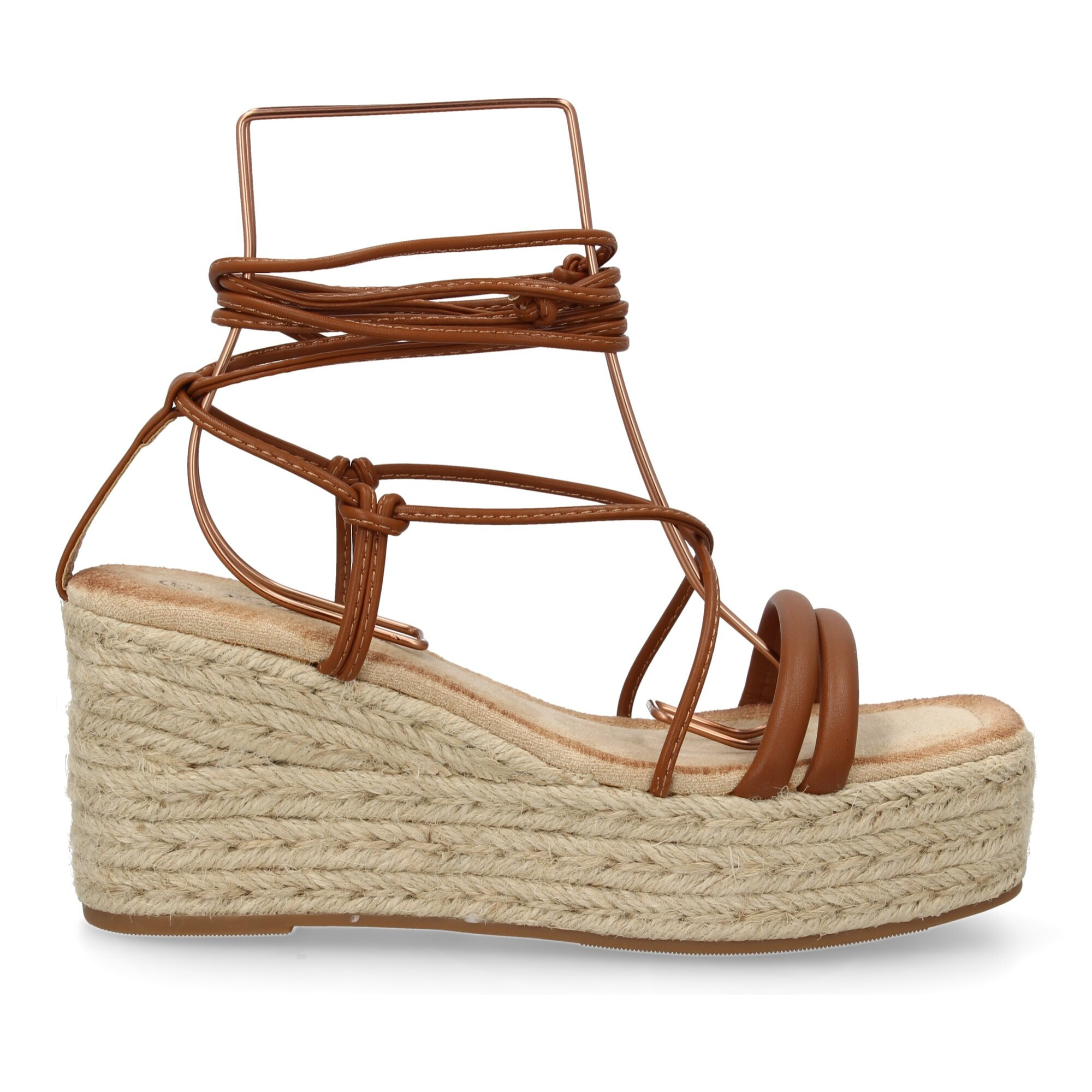 Sandalia de cuña de yute para mujer, comodas y elegantes, diseño moderno con tiras cruzadas