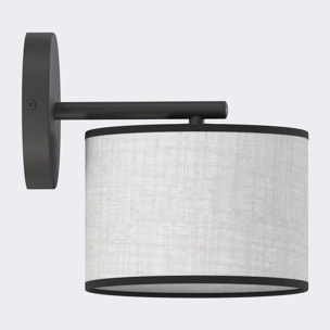 Lampada da parete ECO in acciaio nero e tessuto grigio