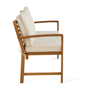 Kaili – salon de jardin en bois massif d'acacia - 4 places – coussins beige - Bois / Beige
