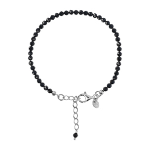 Bracciale in Argento 925 placcato Oro Rosa 18Kt con Pietre Naturali Sfaccettate in Spinello Nero