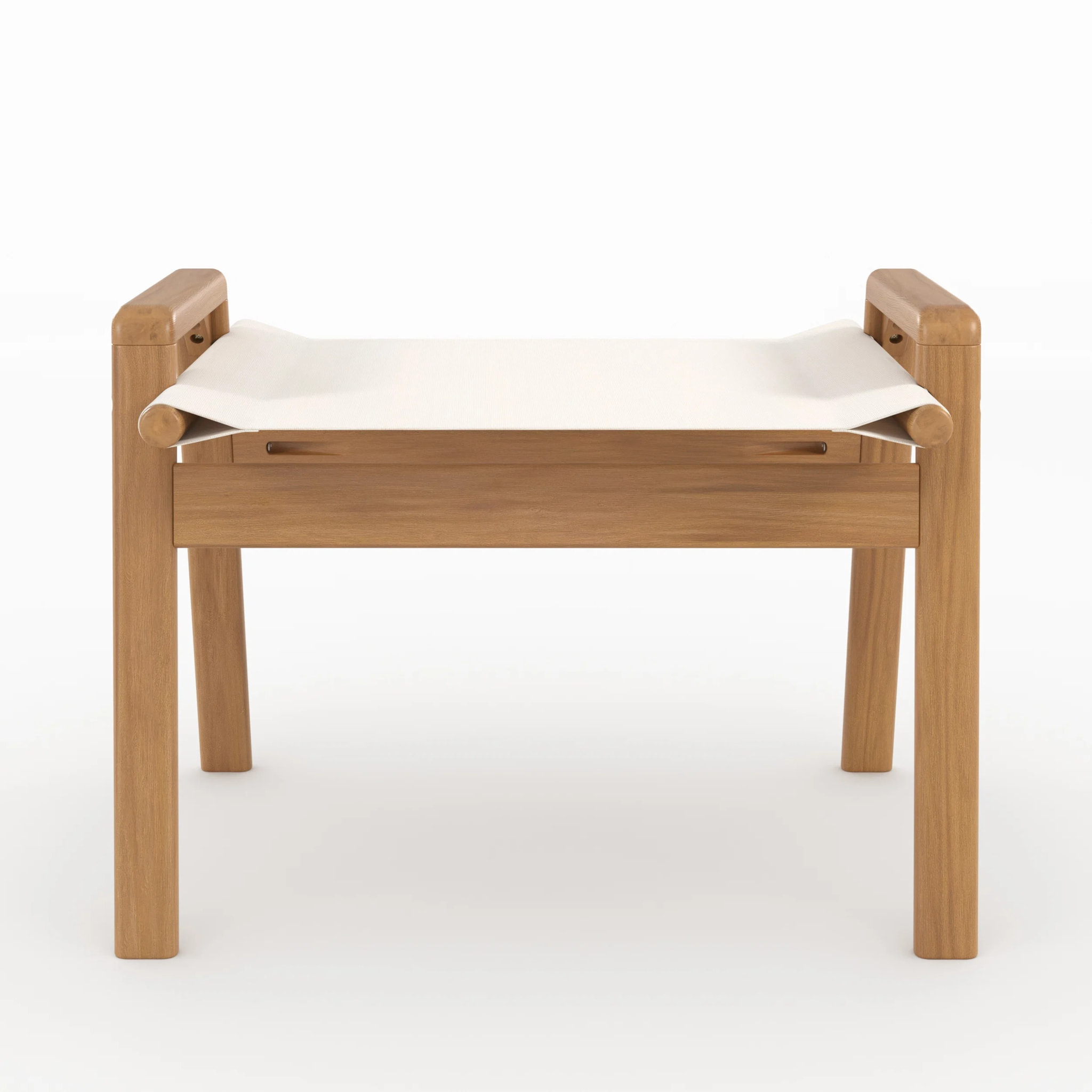 Salon de jardin en bois d'acacia huilé et tissu écru 2 places - Palawan