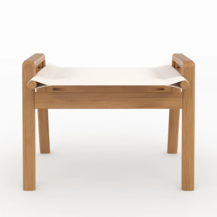 Salon de jardin en bois d'acacia huilé et tissu écru 2 places - Palawan