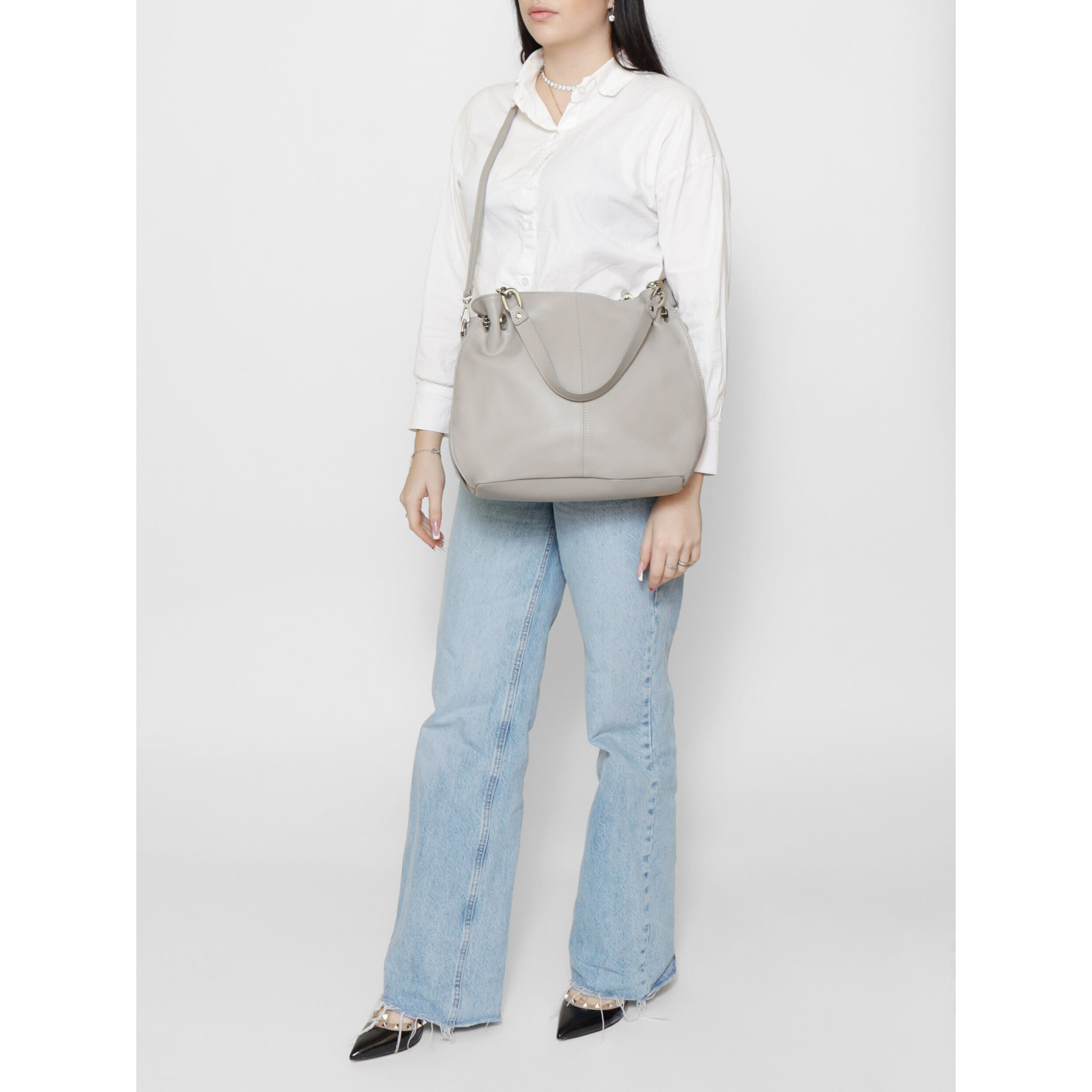 Borsa a mano da donna Made in Italy - Modello Ereba - 100% pelle - 38.0 x 30.0 x 12.0 cm