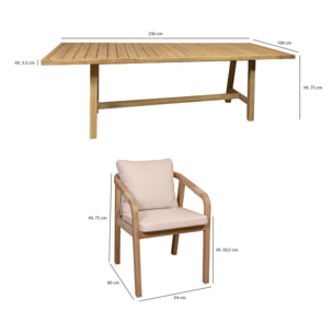 Ensemble de jardin table en bois d'acacia 8 places SAONA