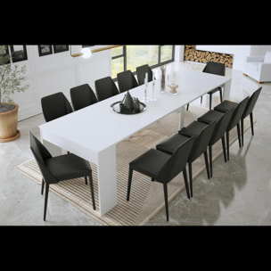 Consolle Tavolo Allungabile Estensibile Moderno Da 50 A 302 cm 6 Allunghe Per 14 posti Guide In Metallo Salvaspazio Soggiorno Salotto Cucina Bianco