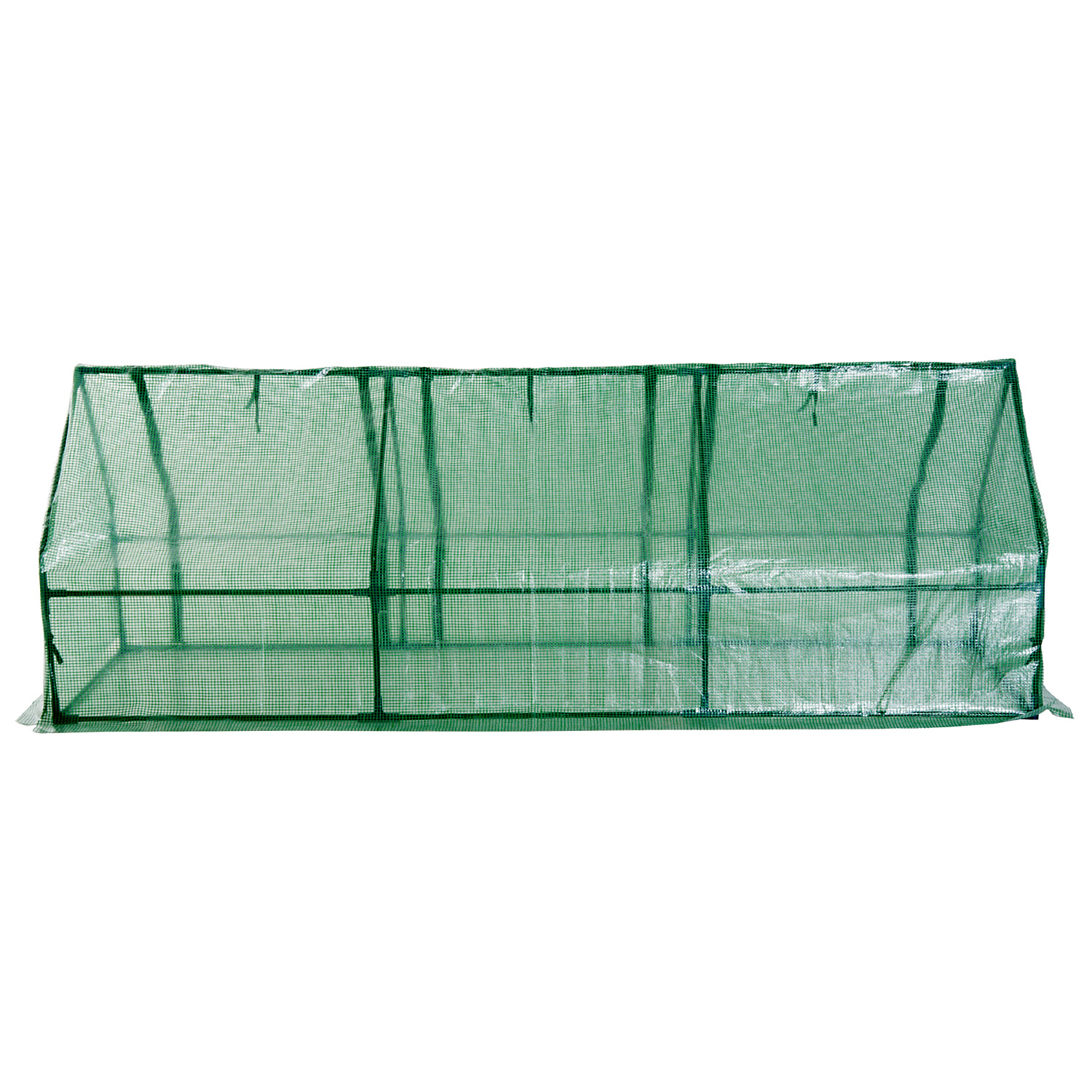 Mini serre de jardin 270L x 90l x 90H cm acier PE haute densité 140 g/m² anti-UV 3 fenêtres avec zip enroulables vert