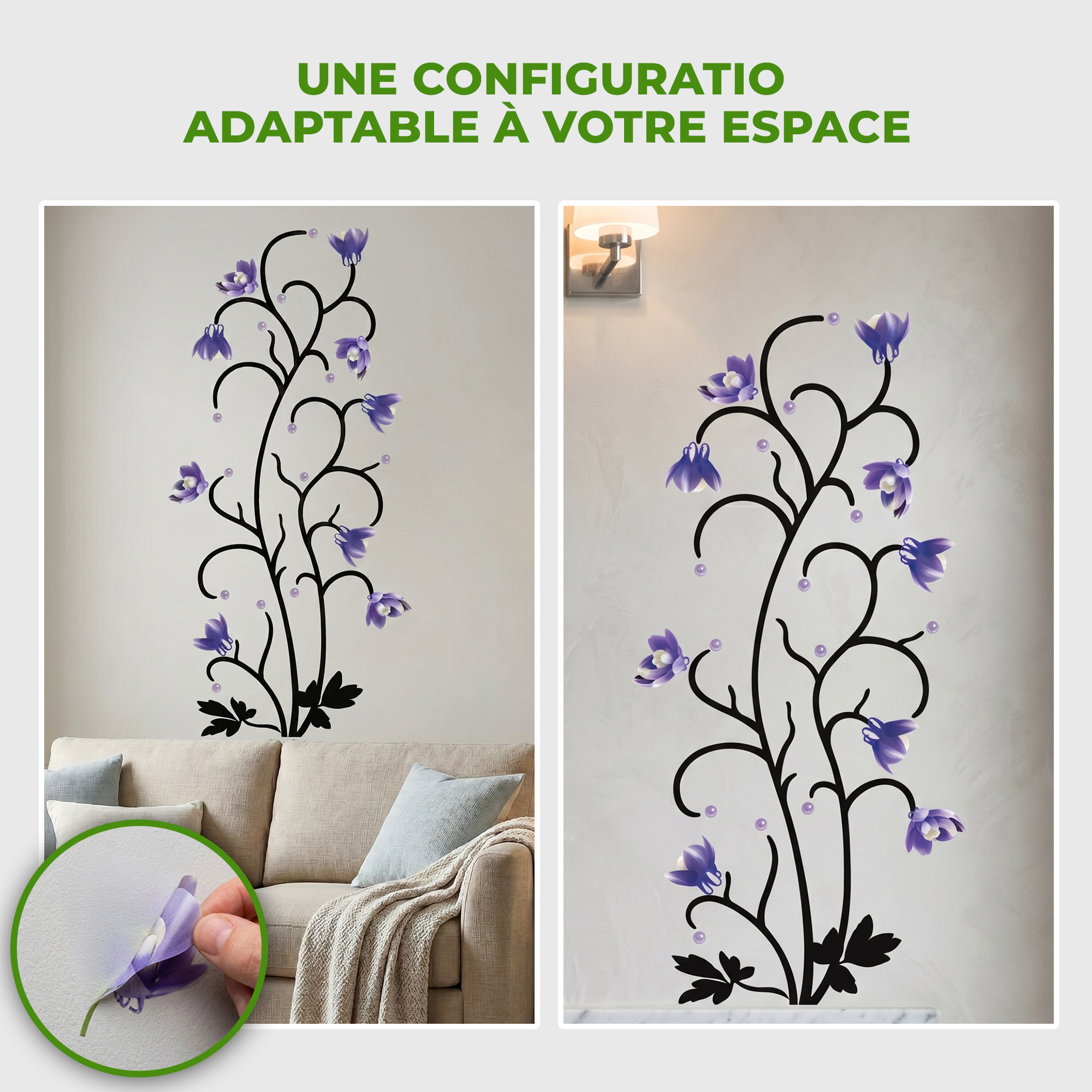 Stickers Muraux décoration adhésifs Fleurs Ancolies