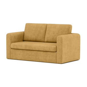 Marilia - Canapé 2 places convertible déplimousse en velours texturé - Jaune