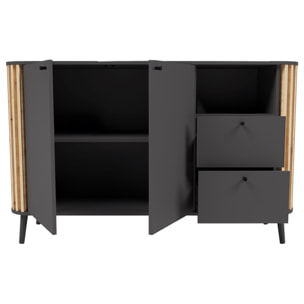 Camberwell - buffet bas - gris et effet bois - 138 cm - Bois / Gris