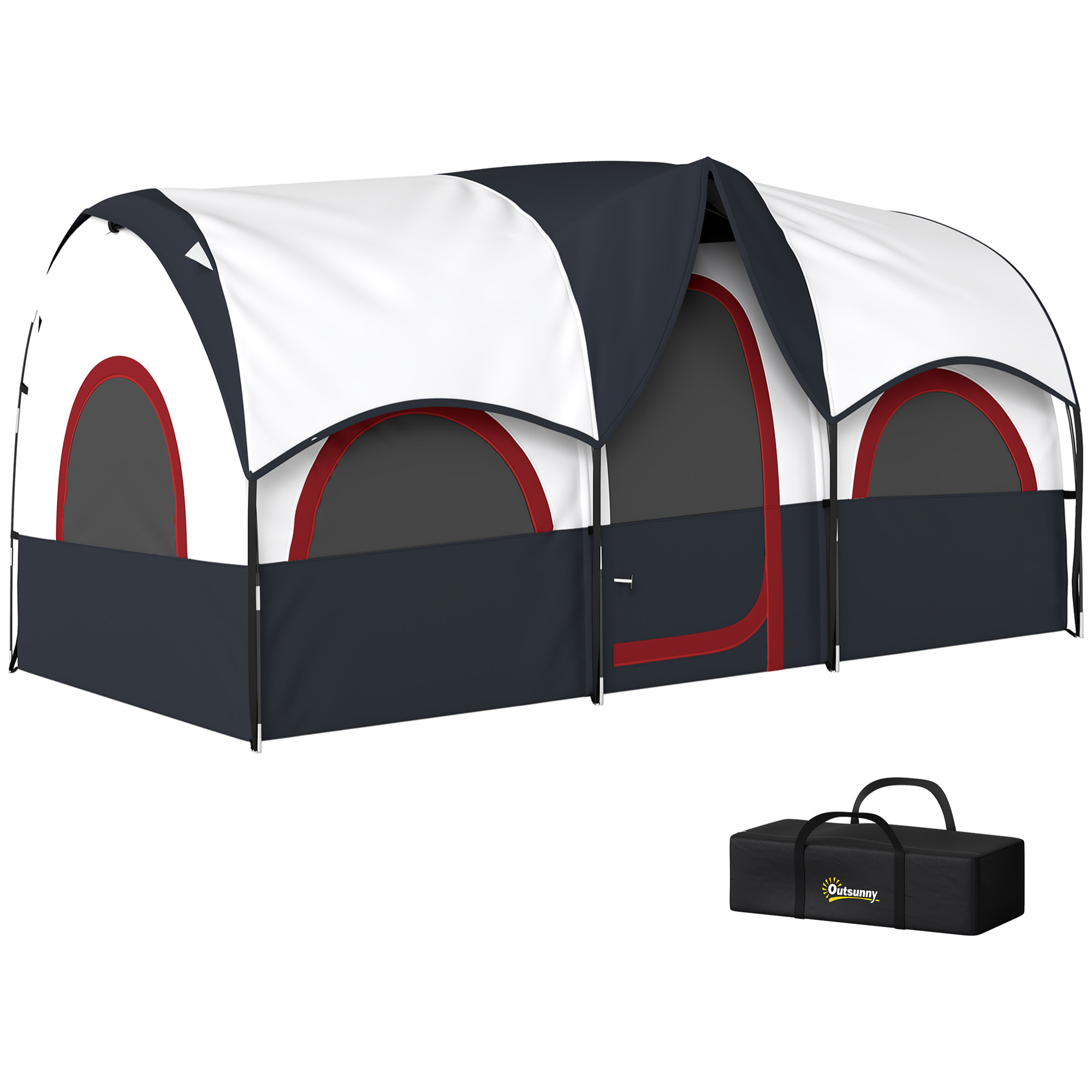 Tienda de Campaña Familiar tipo Túnel para de 4-6 Personas Impermeable 3000 mm Tienda de Camping Plegable con 2 Dormitorios Bolsa para Senderismo 435x251x195 cm Gris Oscuro y Blanco