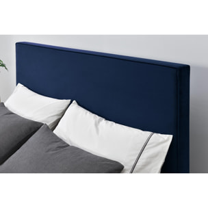 Structure de lit 140 x 190 cm en velours et laiton bleu MALARD