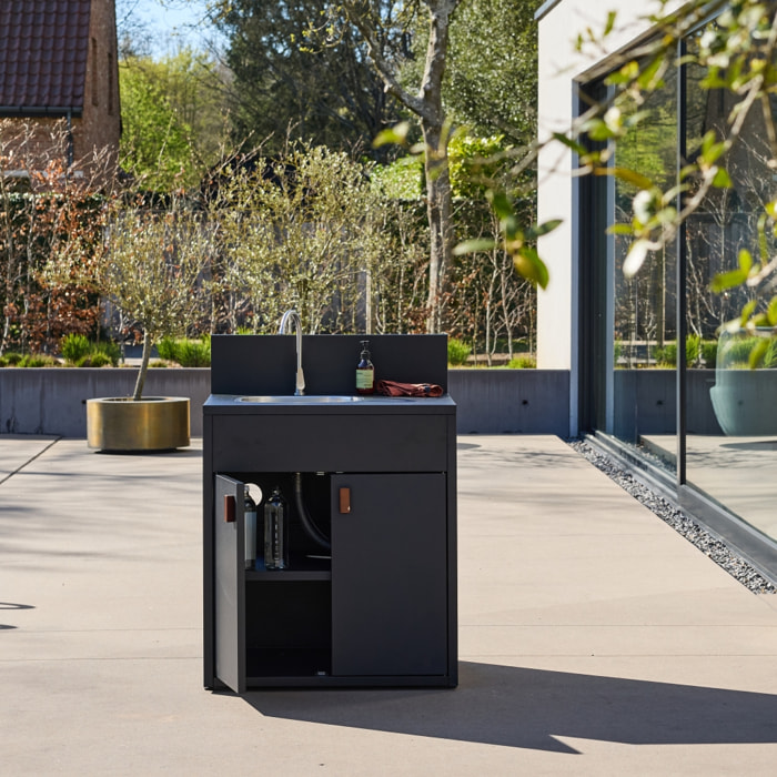 Module de cuisine extérieure acier évier et 2 portes L80cm THIRA