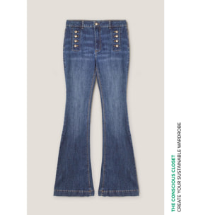 Motivi - Jeans flare con motivo bottoni - Blu