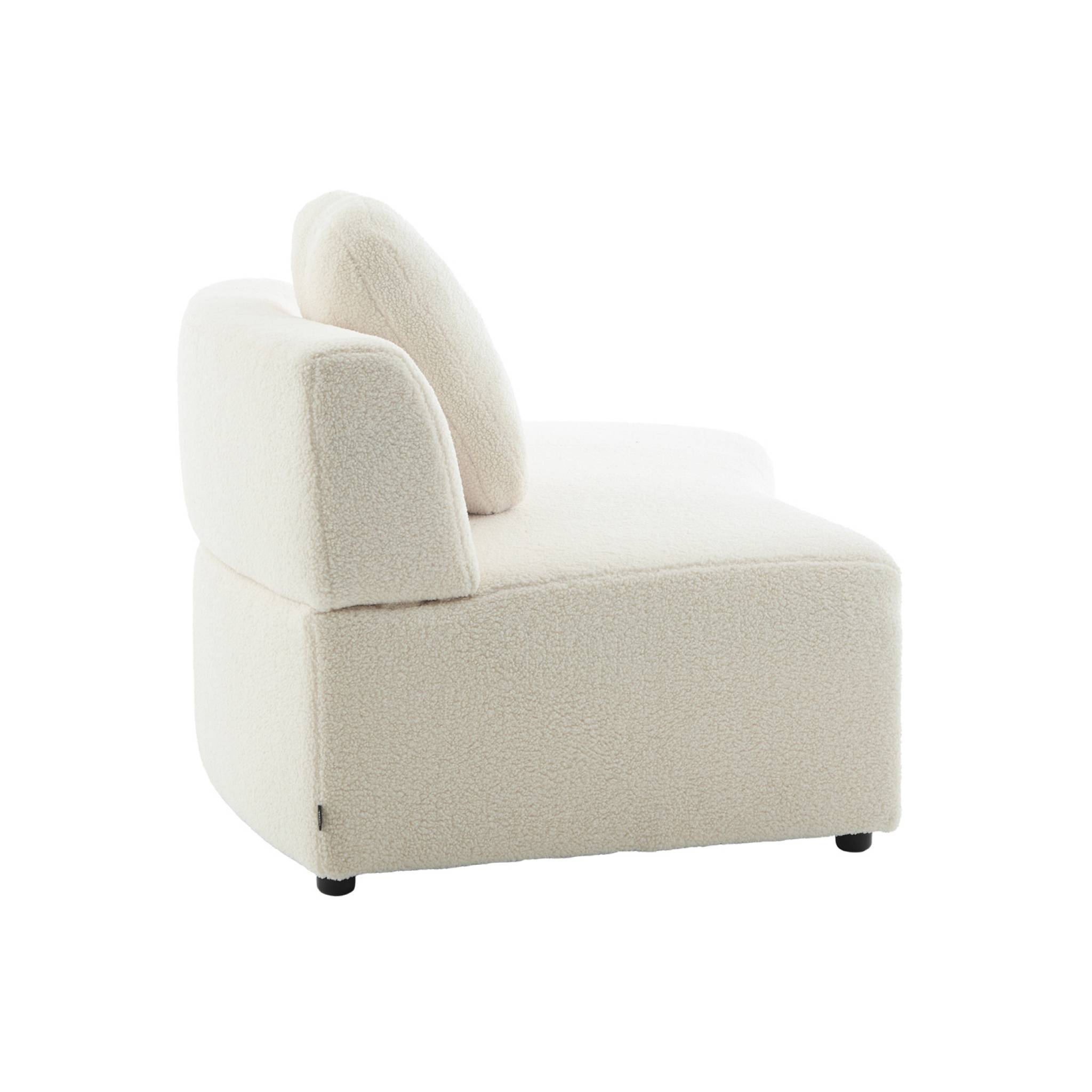 Canapé virgule organique droite 2-3 places bouclette crème L 171 x P 93 x H 68cm - Wave