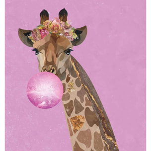 Affiche enfant girafe rose Affiche sous cadre noir