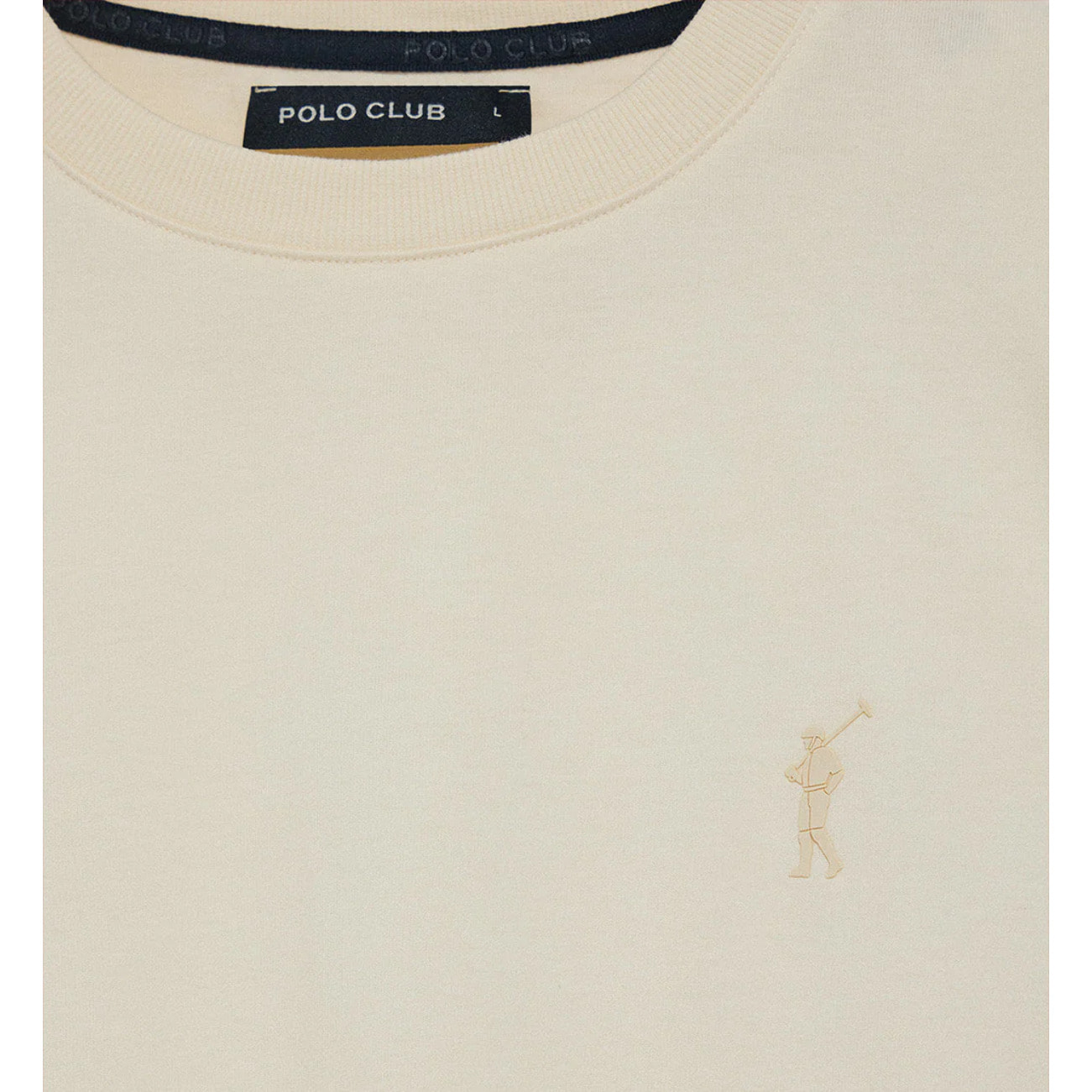 Camiseta color crudo de cuello redondo y Big Rigby Go engomado